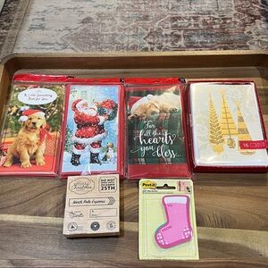 26 Hallmark Money/Gift Card Holder 16 Christmas Cards, Post-it Tags, Wood Stamps